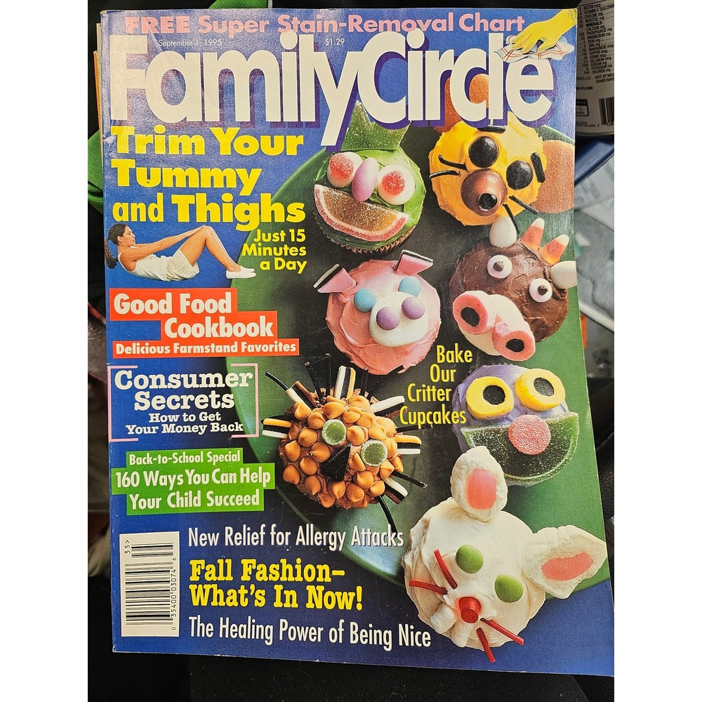 Family Circle Magazine September 5 1995 Critter Cupcakes Fall Fashion Vintage